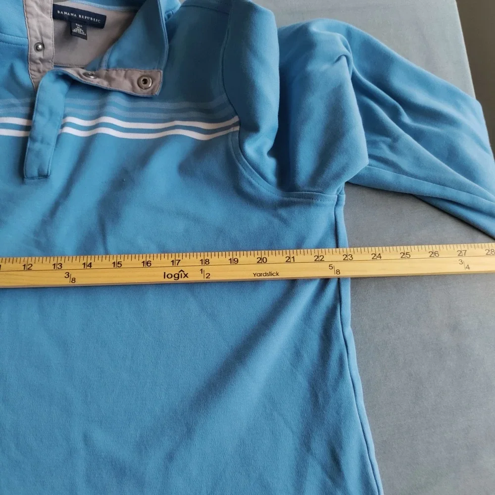 Banana Republic XL Blue 1/4 Snap Mock‎ Neck Pullover Long Sleeve Nautical Casual